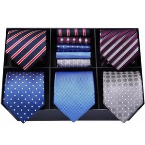 HISDERN Men's Silk Necktie With Matching Pocket Square Collection 10 PCS